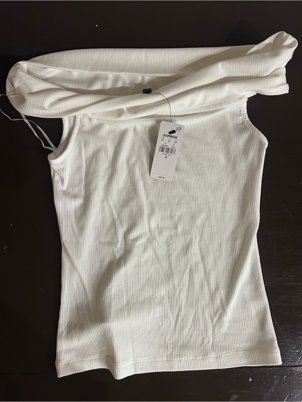 Express White Off-Shoulder Ribbed Tank Top